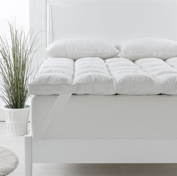 NNEDSZ  Comfort 1800GSM Duck Feather Down Topper And 1000GSM 2 Duck Pillows Set - King - White