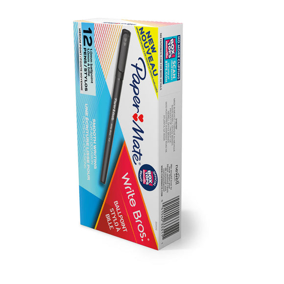 NNEDSZ PAPER MATE WriteBros 1.0mm Ball Pen Black Box of 12