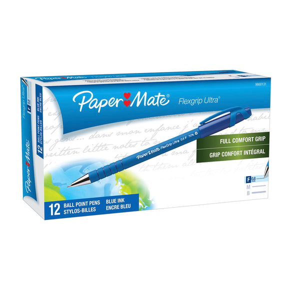NNEDSZ PAPER MATE Flex Grip Ball Pen 0.8mm Blu Box of 12