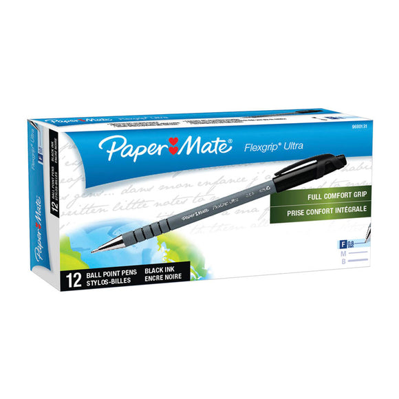 NNEDSZ PAPER MATE Flex Grip Ball Pen 0.8mm Black Box of 12