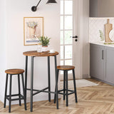 NNEDSZ Set of 2 Bar Stools with Sturdy Steel Frame Rustic Brown and Black 65 cm Height