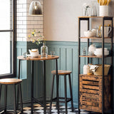 NNEDSZ Set of 2 Bar Stools with Sturdy Steel Frame Rustic Brown and Black 65 cm Height