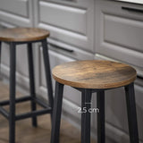 NNEDSZ Set of 2 Bar Stools with Sturdy Steel Frame Rustic Brown and Black 65 cm Height