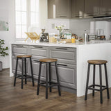 NNEDSZ Set of 2 Bar Stools with Sturdy Steel Frame Rustic Brown and Black 65 cm Height
