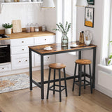 NNEDSZ Set of 2 Bar Stools with Sturdy Steel Frame Rustic Brown and Black 65 cm Height