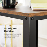 NNEDSZ 2-Tier Side Table with Storage Shelf with Metal Frame Rustic Brown