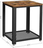 NNEDSZ 2-Tier Side Table with Storage Shelf with Metal Frame Rustic Brown