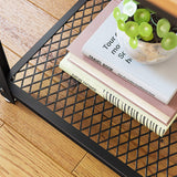 NNEDSZ 2-Tier Side Table with Storage Shelf with Metal Frame Rustic Brown