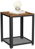NNEDSZ 2-Tier Side Table with Storage Shelf with Metal Frame Rustic Brown
