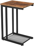 NNEDSZ Bedside Table with Mesh Shelf, Rustic Brown