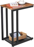 NNEDSZ Bedside Table with Mesh Shelf, Rustic Brown