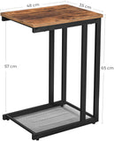 NNEDSZ Bedside Table with Mesh Shelf, Rustic Brown