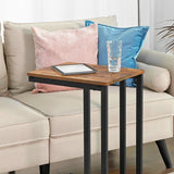 NNEDSZ Bedside Table with Mesh Shelf, Rustic Brown