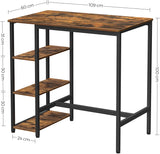 NNEDSZ Dining Table with 3 Shelves and Industrial Style Stable Steel Structure,  109 x 60 x 100 cm, Rustic Brown
