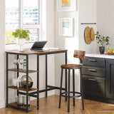 NNEDSZ Dining Table with 3 Shelves and Industrial Style Stable Steel Structure,  109 x 60 x 100 cm, Rustic Brown