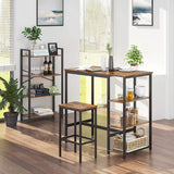 NNEDSZ Dining Table with 3 Shelves and Industrial Style Stable Steel Structure,  109 x 60 x 100 cm, Rustic Brown