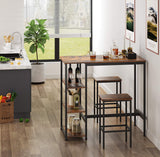 NNEDSZ Dining Table with 3 Shelves and Industrial Style Stable Steel Structure,  109 x 60 x 100 cm, Rustic Brown