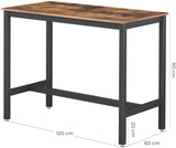 NNEDSZ Bar Table with Solid Metal Frame and Wood Look, 120 x 60 x 90 cm