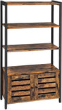 NNEDSZ Floor-Standing Storage Cabinet and Cupboard with 2 Louvred Doors and 3 Shelves, Rustic Brown