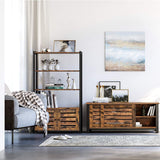NNEDSZ Floor-Standing Storage Cabinet and Cupboard with 2 Louvred Doors and 3 Shelves, Rustic Brown