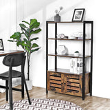 NNEDSZ Floor-Standing Storage Cabinet and Cupboard with 2 Louvred Doors and 3 Shelves, Rustic Brown