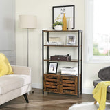 NNEDSZ Floor-Standing Storage Cabinet and Cupboard with 2 Louvred Doors and 3 Shelves, Rustic Brown