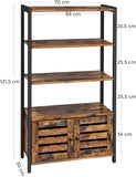NNEDSZ Floor-Standing Storage Cabinet and Cupboard with 2 Louvred Doors and 3 Shelves, Rustic Brown