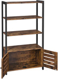NNEDSZ Floor-Standing Storage Cabinet and Cupboard with 2 Louvred Doors and 3 Shelves, Rustic Brown