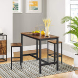 NNEDSZ Bar Set Stools of 2 Bar Chairs, Rustic Brown