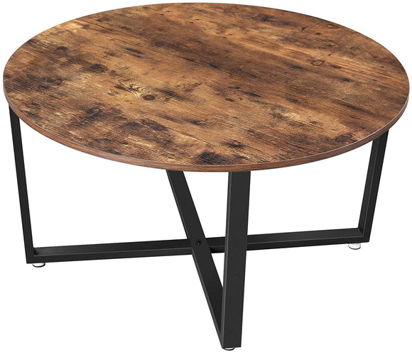 NNEDSZ Round Coffee Table Rustic Brown and Black