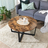 NNEDSZ Round Coffee Table Rustic Brown and Black