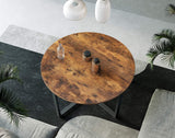 NNEDSZ Round Coffee Table Rustic Brown and Black