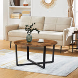 NNEDSZ Round Coffee Table Rustic Brown and Black