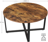 NNEDSZ Round Coffee Table Rustic Brown and Black