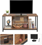 NNEDSZ TV Console Unit with Open Storage Rustic Brown and Black Industrial