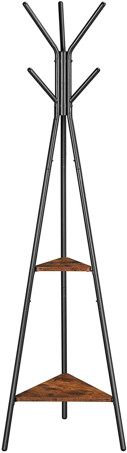 NNEDSZ Black Coat Rack Stand Industrial Style 2 Shelves Clothes