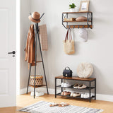 NNEDSZ Black Coat Rack Stand Industrial Style 2 Shelves Clothes