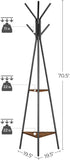 NNEDSZ Black Coat Rack Stand Industrial Style 2 Shelves Clothes