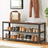 NNEDSZ Shoe Rack with 2 Shelves 100 x 30 x 45 cm Rustic Brown and Black