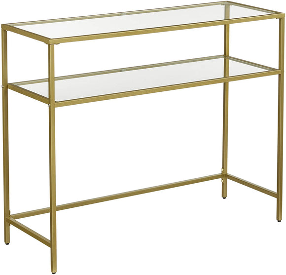 NNEDSZ Console Table Metal Frame with 2 Shelves Adjustable Feet