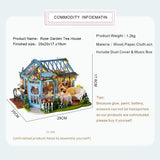 NNEDSZ Dollhouse Miniature with Furniture Kit Plus Dust Proof and Music Movement - Rosa Garden Tea