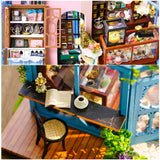 NNEDSZ Dollhouse Miniature with Furniture Kit Plus Dust Proof and Music Movement - Rosa Garden Tea