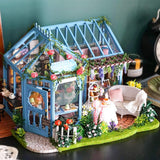 NNEDSZ Dollhouse Miniature with Furniture Kit Plus Dust Proof and Music Movement - Rosa Garden Tea