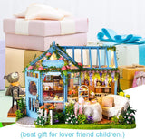 NNEDSZ Dollhouse Miniature with Furniture Kit Plus Dust Proof and Music Movement - Rosa Garden Tea