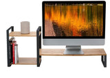 NNEDSZ Bamboo Monitor Laptop Stand with 2 Tier Storage (Black)