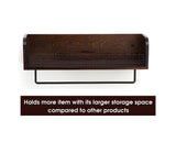 NNEDSZ Wall Mount Rustic Wood & Black Metal Bathroom Shelf with Towel Bar