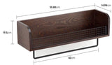 NNEDSZ Wall Mount Rustic Wood & Black Metal Bathroom Shelf with Towel Bar
