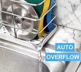 NNEDSZ Sink Caddy Sponge Holder with Auto Freesanting Overflow for Kitchen and Bathroom