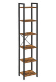NNEDSZ 6-Tier Rustic Bookshelf, Brown & Black