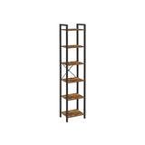 NNEDSZ 6-Tier Rustic Bookshelf, Brown & Black